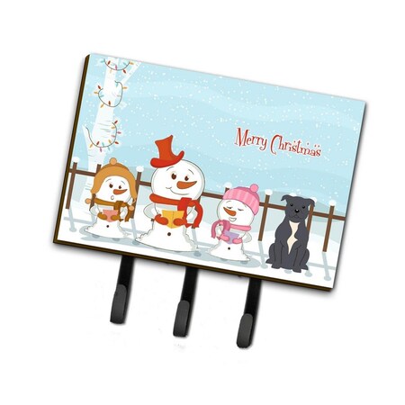 Carolines Treasures Merry Christmas Carolers Staffordshire Bull Terrier Blue Leash or Key Holder BB2377TH68